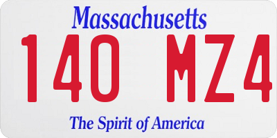 MA license plate 140MZ4