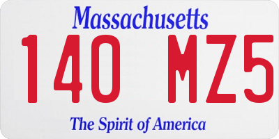 MA license plate 140MZ5