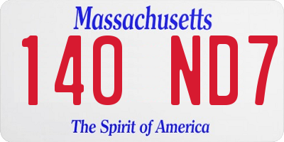 MA license plate 140ND7