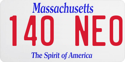 MA license plate 140NE0