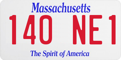 MA license plate 140NE1
