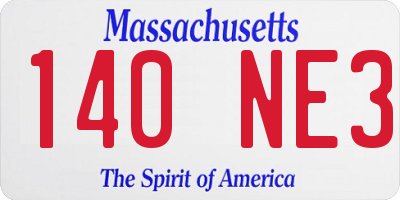 MA license plate 140NE3