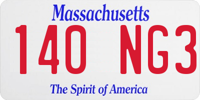 MA license plate 140NG3