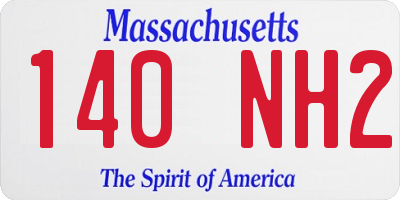 MA license plate 140NH2