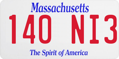 MA license plate 140NI3