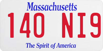 MA license plate 140NI9