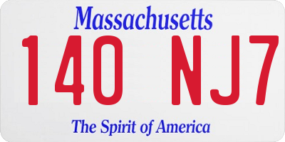 MA license plate 140NJ7
