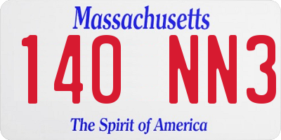 MA license plate 140NN3