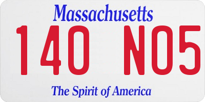MA license plate 140NO5