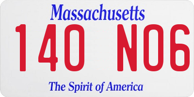 MA license plate 140NO6