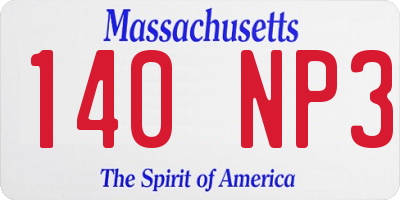 MA license plate 140NP3