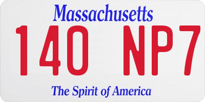 MA license plate 140NP7