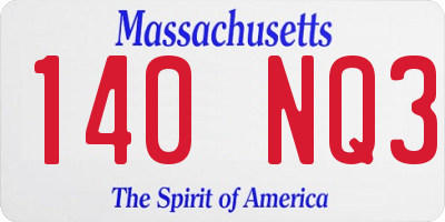 MA license plate 140NQ3