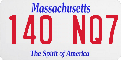 MA license plate 140NQ7