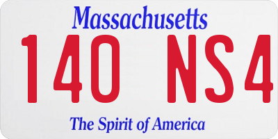 MA license plate 140NS4