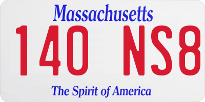 MA license plate 140NS8