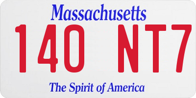 MA license plate 140NT7