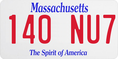 MA license plate 140NU7