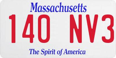 MA license plate 140NV3