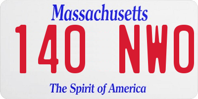 MA license plate 140NW0