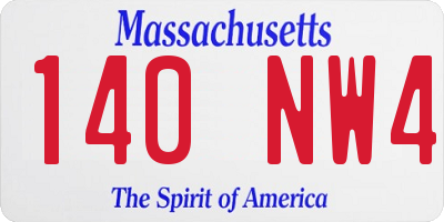 MA license plate 140NW4
