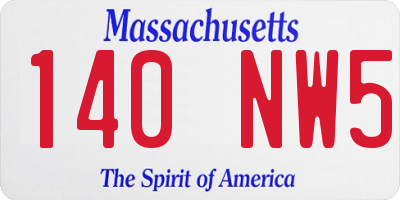 MA license plate 140NW5