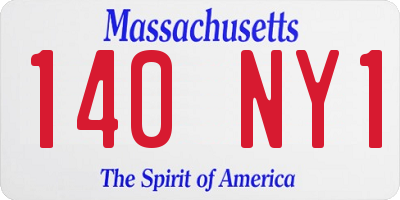 MA license plate 140NY1