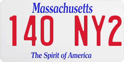 MA license plate 140NY2