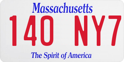MA license plate 140NY7