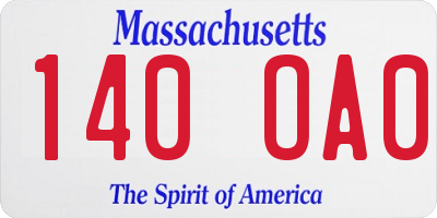 MA license plate 140OA0