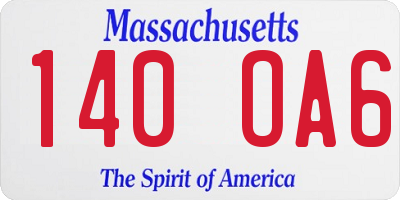 MA license plate 140OA6