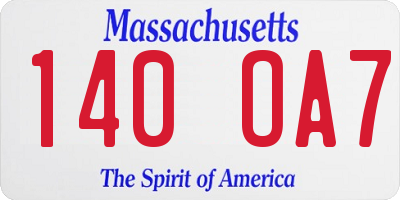MA license plate 140OA7