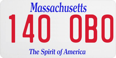 MA license plate 140OB0