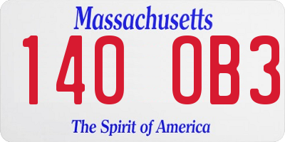 MA license plate 140OB3