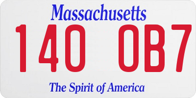 MA license plate 140OB7