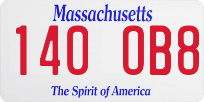 MA license plate 140OB8
