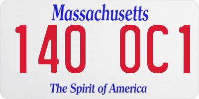 MA license plate 140OC1