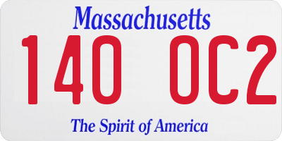 MA license plate 140OC2