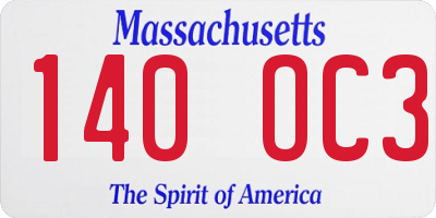 MA license plate 140OC3