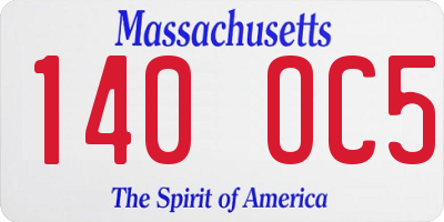 MA license plate 140OC5
