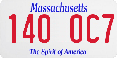 MA license plate 140OC7