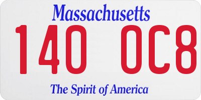MA license plate 140OC8