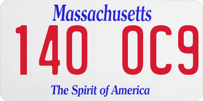 MA license plate 140OC9