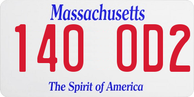 MA license plate 140OD2