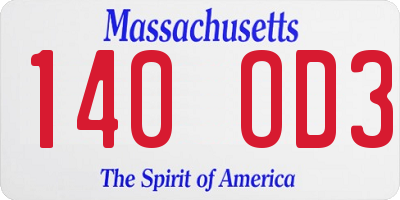MA license plate 140OD3