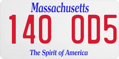 MA license plate 140OD5