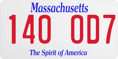 MA license plate 140OD7