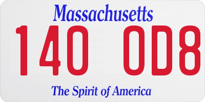 MA license plate 140OD8
