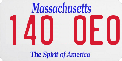MA license plate 140OE0