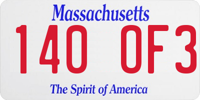 MA license plate 140OF3